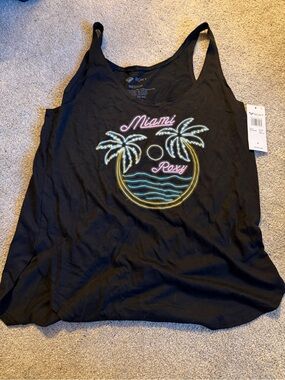 Roxy Black Neon Palm Graphic Tank